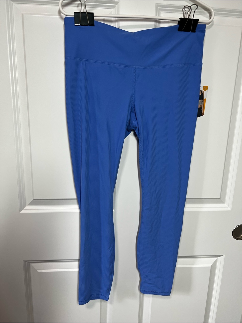 NWT Avia Ribbed Pinstripe Cobalt Blue High-Waist Leggings Large